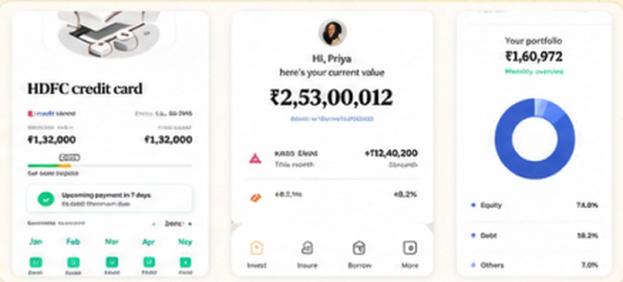 Card-based portfolio and credit card UI components